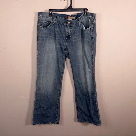 Size 18 Short Old Navy Distressed Bootcut Denim Jeans Blue Western Low Waist - Picture 10 of 16